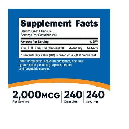 Vitamina B12 2,000MG Nutricost