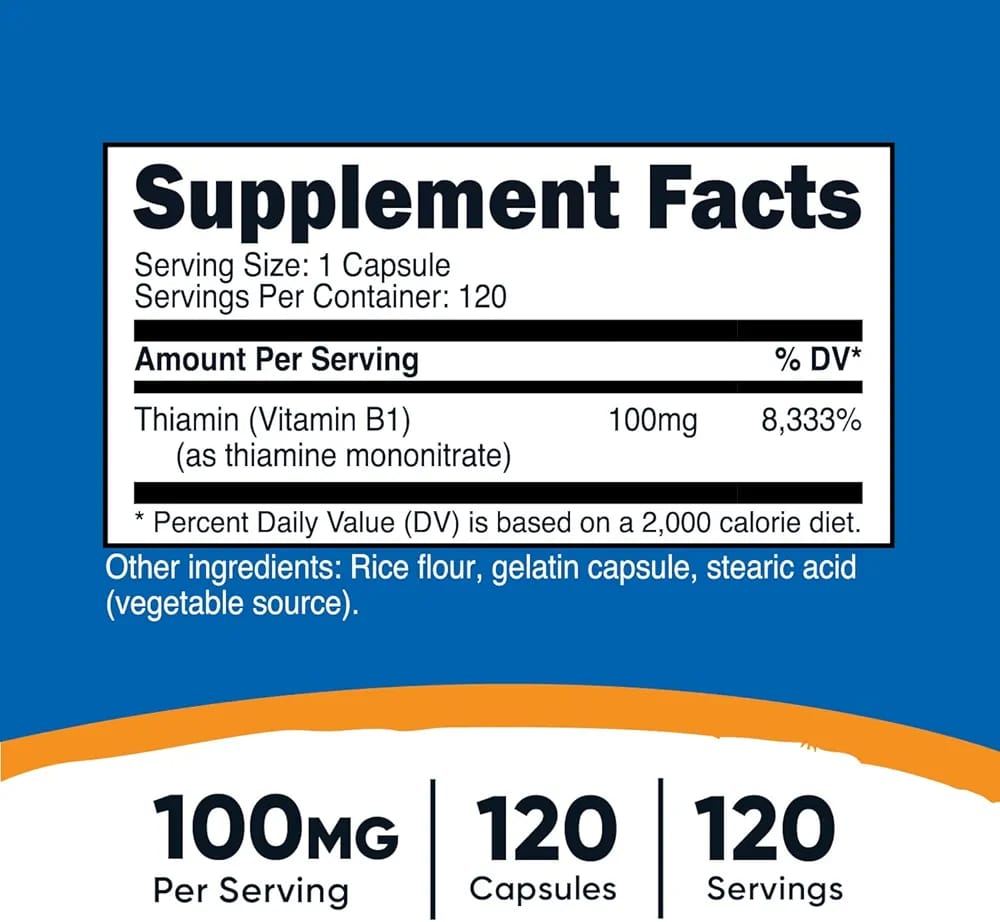 Vitamin B1 Thiamine Nutricost